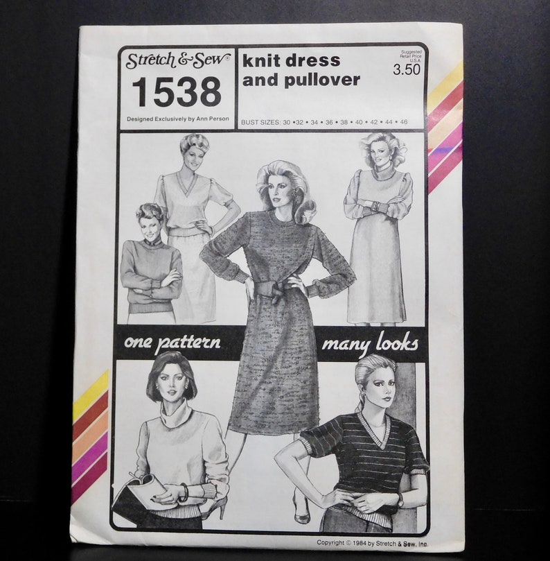Stretch & Sew Ann Person Sewing Pattern 1538 Knit Dress and | Etsy