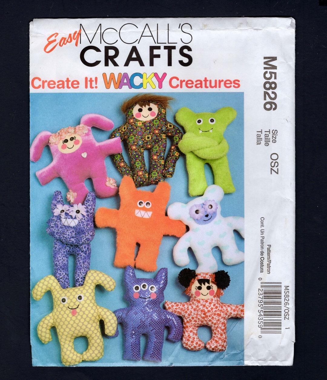 Wacky Creatures Dolls, Mccall's Crafts Sewing Pattern M5826 UNCUT - Etsy