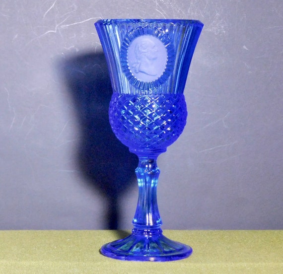 Cobalt Blue Fostoria Glass George Washington Goblet Avon | Etsy
