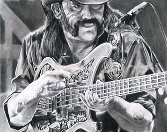 Limitierter Druck nach meiner originalen Bleistiftzeichnung von Lemmy Kilmister von Motörhead