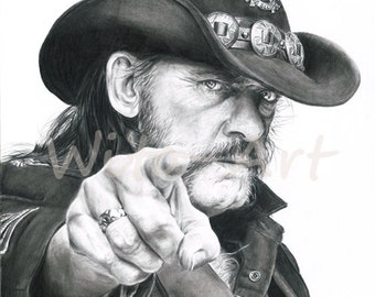 Limitierter Druck nach meiner originalen Bleistiftzeichnung von Lemmy Kilmister von Motörhead