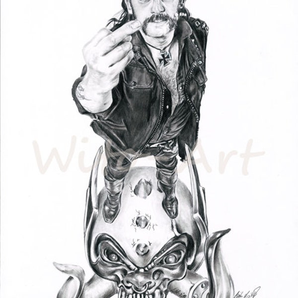 Limitierter Druck nach meiner originalen Bleistiftzeichnung von Lemmy Kilmister von Motörhead