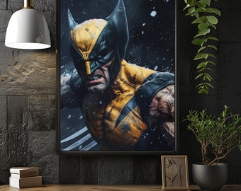Superhero Wall Art, Digital Home Decor, Printable Comic Book Poster, Fiction Wall Art, Villain Decor Art, Digital Action Painting, Wolverine