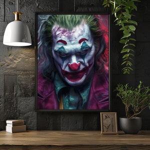 Superhero Wall Art, Digital Home Decor, Printable Comic Book Poster, Fiction Wall Art, Villain Decor Art, Digital Action Painting, Joker