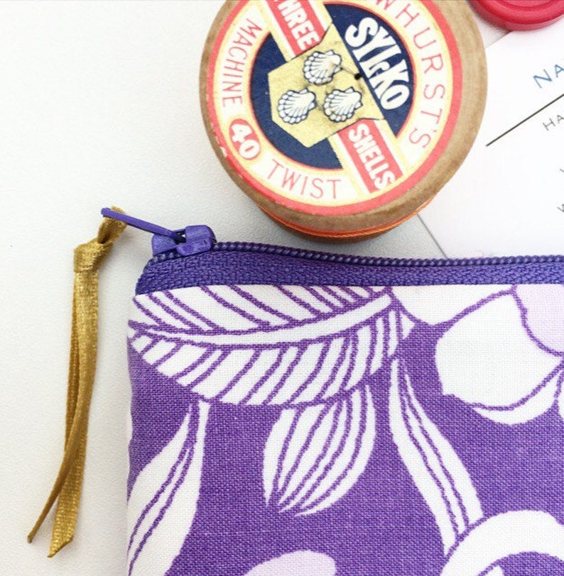 Purple Vintage Floral Fabric Coin Purse