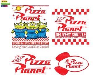 Paquete Pizza Planet (Svg), Pizza Aliens SVG (Svg), Historia de juguetes (Svg), Archivos para Cricut, Silueta, Archivos de corte, Descarga instantánea
