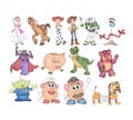Toy Story Watercolor Cliparts, Woody Jessie Buzz Watercolor PNG, Buzz Lightyear, Rex, Forky Watercolor, Printable, Birthday Cake Topper