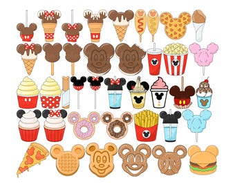 SVG de Snacks del Reino Mágico, PNG de Comida de Ratón, Viaje de Vacaciones (Descarga Digital)