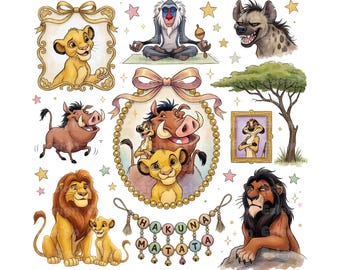 Le Roi Lion PNG Clipart, anniversaire Simba, papier numérique (téléchargement instantané)