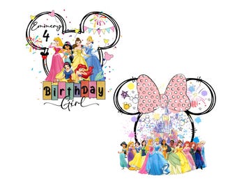Personalized Birthday Princess Png Bundle,Disneyland Princess Png,Birthday Girl Png, Princess Png File, Family Vacation 2025,Magical Kingdom