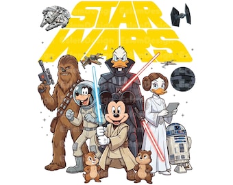 Souris rétro et amis Star War png, le 4 mai être avec vous png, vacances en famille png, dessins animés tous personnages, meilleur jour png, mode vacances