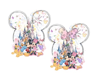 Castillo de acuarela (Png), Castillo de orejas de ratón (Png), Castillo retro colorido (Png), Diseño de sublimación (Png), Reino mágico (Png), Descarga instantánea