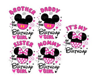 Mouse Birthday Girl SVG Bundle, Family Theme (Digital Download)