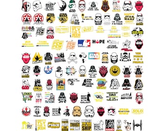 Starwars Svg, Star Wars Svg Bundle, Star Wars Png, Star Wars Clipart, Svg Files for Cricut, Darth Vader Svg, Mandalorian Svg, Layered Files