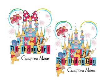 Imagen PNG personalizada de Winnie the Pooh y sus amigos para cumpleaños familiar, imagen PNG de cumpleaños de Winnie the Pooh de Disney para niño o niña, imagen PNG de viaje a Disneyland con Winnie the Pooh, Piglet, Tigger e Igor