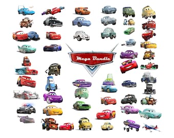 Cars PNG Clipart Bundle, Lightning McQueen, Mater (Digital Download)
