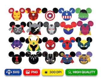 Paquete PNG de Mickey Avengers, superhéroe de los Vengadores, rival de MCU, coincidencia familiar, coincidencia de grupo de símbolos del escuadrón de superhéroes, descarga digital