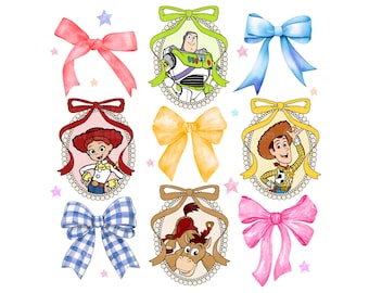 Coquette Bows aquarel Toy Story png, familievakantie png, familie bijpassende reis png, vakantiemodus png, coquette bow png, digitale download