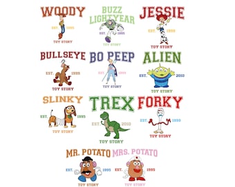 Paquete de Toy Story PNG, imágenes prediseñadas de sublimación de dibujos animados de Toy Story PNG, colección de imágenes prediseñadas de la película Toy Story, descarga instantánea