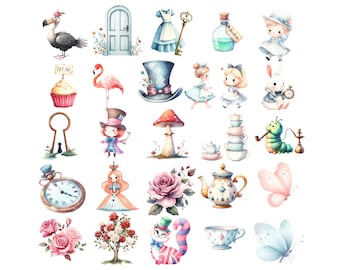 Mega paquete de imágenes PNG de Alicia en el País de las Maravillas, Gato de Cheshire PNG, para baby showers, cumpleaños y manualidades de Alicia en el País de las Maravillas.