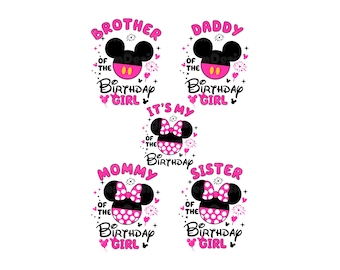 Mouse Birthday Girl SVG Bundle, Family Birthday Shirts (Digital Download)