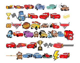 Paquete de cumpleaños de Cars, Rayo McQueen, Mate (SVG PNG)