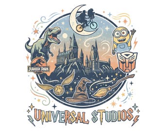 Universal Studios PNG, personnages de dessins animés, vacances en famille (téléchargement instantané)