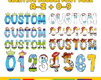 Toy Story Doodle Letters Alphabet Font Svg Clipart Bundle Dtf Sublimation Birthday Party Design Download Digital File Printable Toy Template