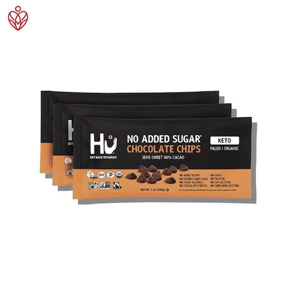 Hu No Added Sugar Chocolate Chips | 3 Pack | Keto, Organic, Paleo, Gluten Free, Dark Chocolate Chips, Sweetened with Dates | Baking and Snac