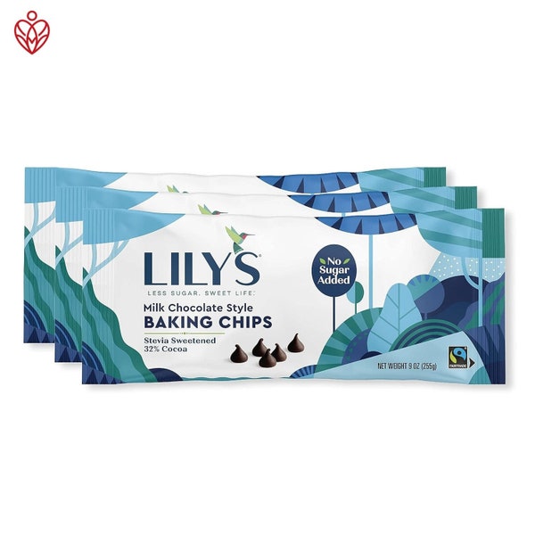 Milk Chocolate Style Baking Chips by Lily'S Sweets | Stevia Sweetened, No Added Sugar, Low-Carb, Keto Friendly | 32% Cocoa | Fair Trade, Glu