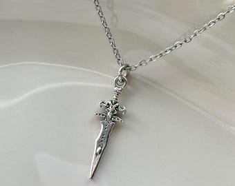 Gothic Fantasy Schwert Halskette | Silber Edelstahl Anhänger, Unisex Schmuck