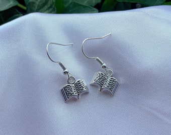 Pendientes de libro, plata, minimalista, pendientes colgantes colgantes, regalo para lectores