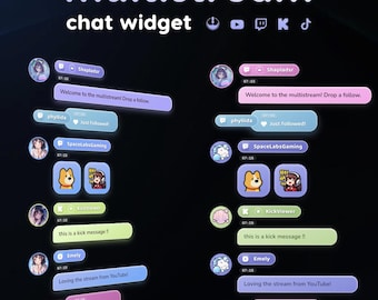 Multistream Chat Widget • Twitch, YouTube, Kick Overlay (Digital Download)  Easy Setup - One Click Installation