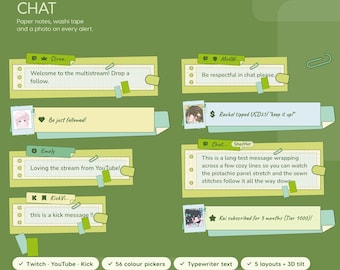 Matcha Scrapbook Chat Widget: Cottagecore Twitch, YouTube, Kick Overlay