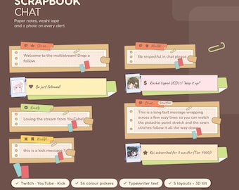 Scrapbook Chat Widget: Kraft Notebook Overlay for Twitch, YouTube, Kick (OBS Ready)