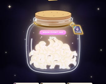 Animated Moon Jar Goal Widget • Twitch Sub Goal Overlay, Falling Stars Tracker (Instant Download)