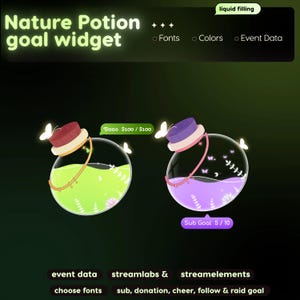 Widget d'objectif de diffusion Twitch Flacon de potion | Objectifs de streamer personnalisables (téléchargement numérique)