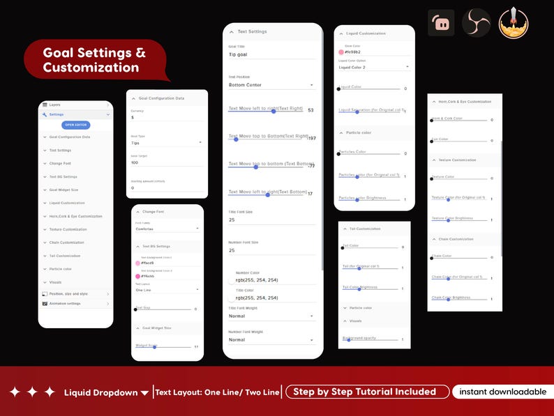 Widget de Metas com Garrafa Gótica | Rastreador de Bits de Doação de Inscritos do StreamElements para Twitch Streamlabs | Streamer VTuber Sombrio imagem 12
