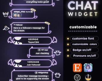 Halloween Twitch Chat Widget: Transparentes Neon Glow Theme - Stream Overlay (Digitaler Download)