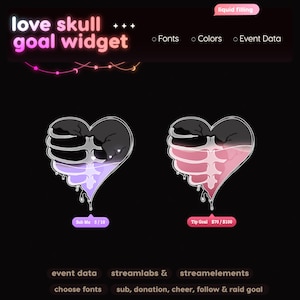 Love Skeleton Goal Widget | Twitch Streamlabs StreamElements Halloween Animated Sub Goal | VTuber Streamer image 8