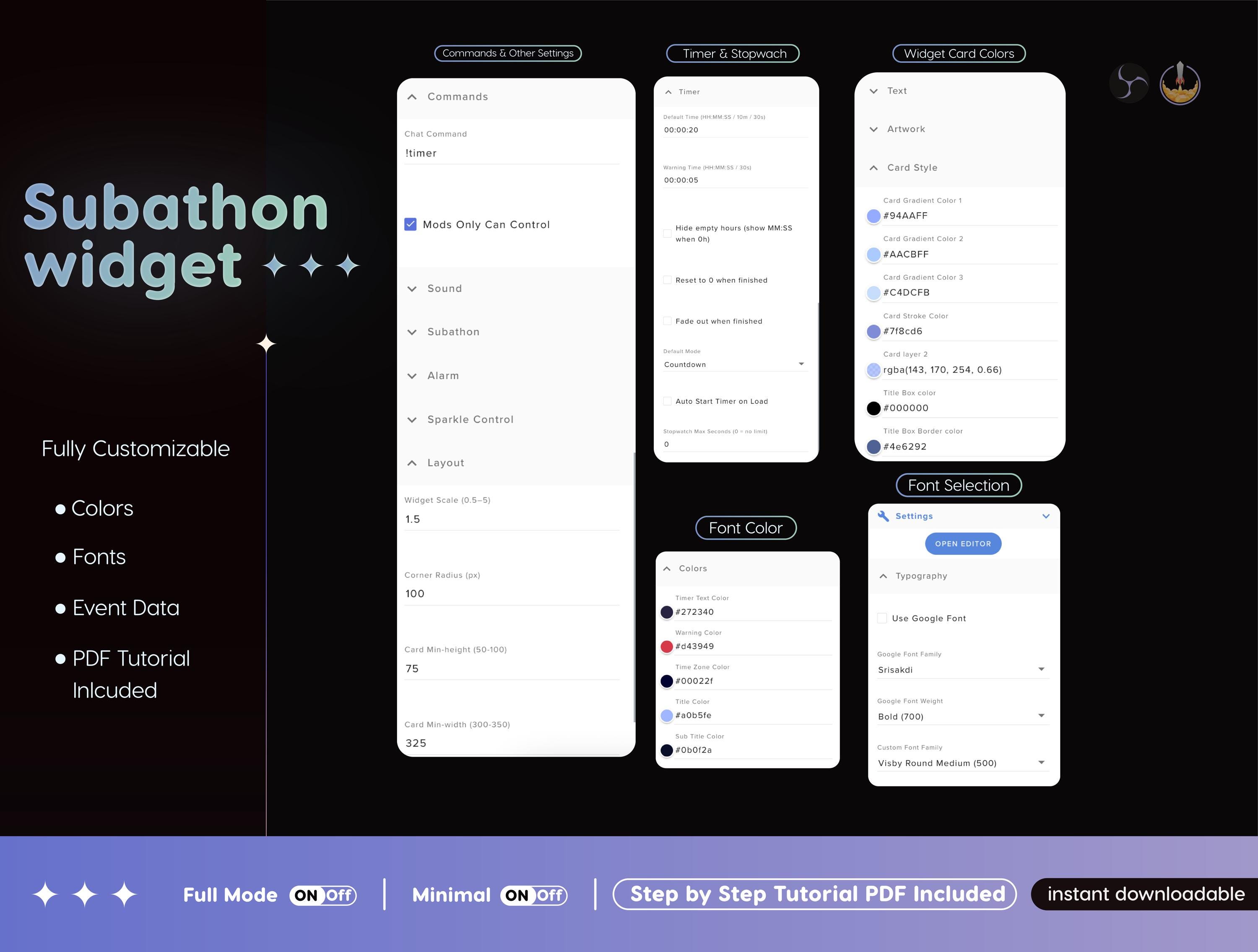 Subathon Countdown Timer Subathon Timer Widget | Twitch Streamelements Animated Donathon ...