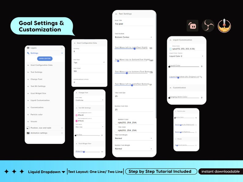 Widget per il raggiungimento degli obiettivi a tema lunare celeste / Tracker animato per lo streaming (Download digitale) immagine 5