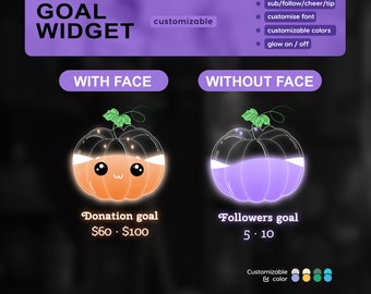 Cute Pumpkin Liquid Filling Goal Widget is fully customisable for Twitch Streamlabs and Streamelements.