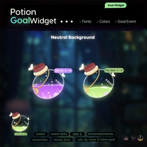 Potion Bottle Goal Widget | Twitch Streamlabs StreamElements Animated Sub Donation Goal | VTuber Streamer