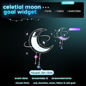 Widget per il raggiungimento degli obiettivi a tema lunare celeste / Tracker animato per lo streaming (Download digitale) immagine 10
