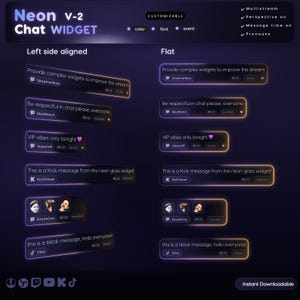 Multi Platform Chat Widget | Neon Saber Animated Chat Box | StreamElements OBS Multistream Twitch YouTube Kick TikTok