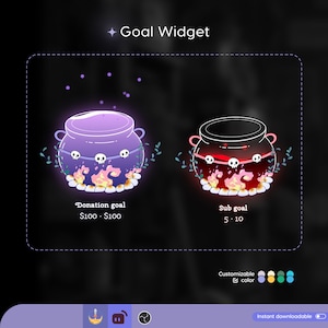 Spooky Halloween Cauldron Goal Widget: Customizable Stream Overlay (Digital Download)