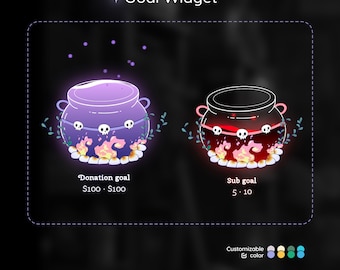 Spooky Cauldron Goal Widget: Customizable Stream Overlay (Digital Download)