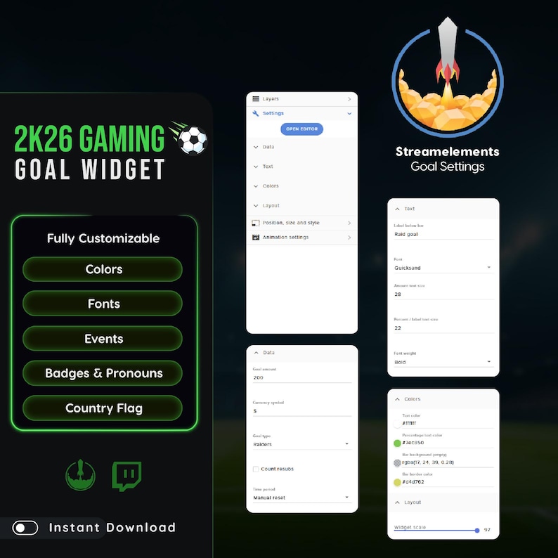 #TwitchOverlay #StreamOverlay #StreamElements #OBS #GoalBar
#DonationGoal #SubGoal #Subathon #FootballStream #SoccerStream
#WorldCup #StreamSetup #StreamerSetup #TwitchStreamer #StreamDesign
#ContentCreator #FIFA #SportsStream #ProgressBar #OverlayDesign