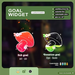 Mushroom Goal Widget: Customizable Stream Overlay (Digital Download)